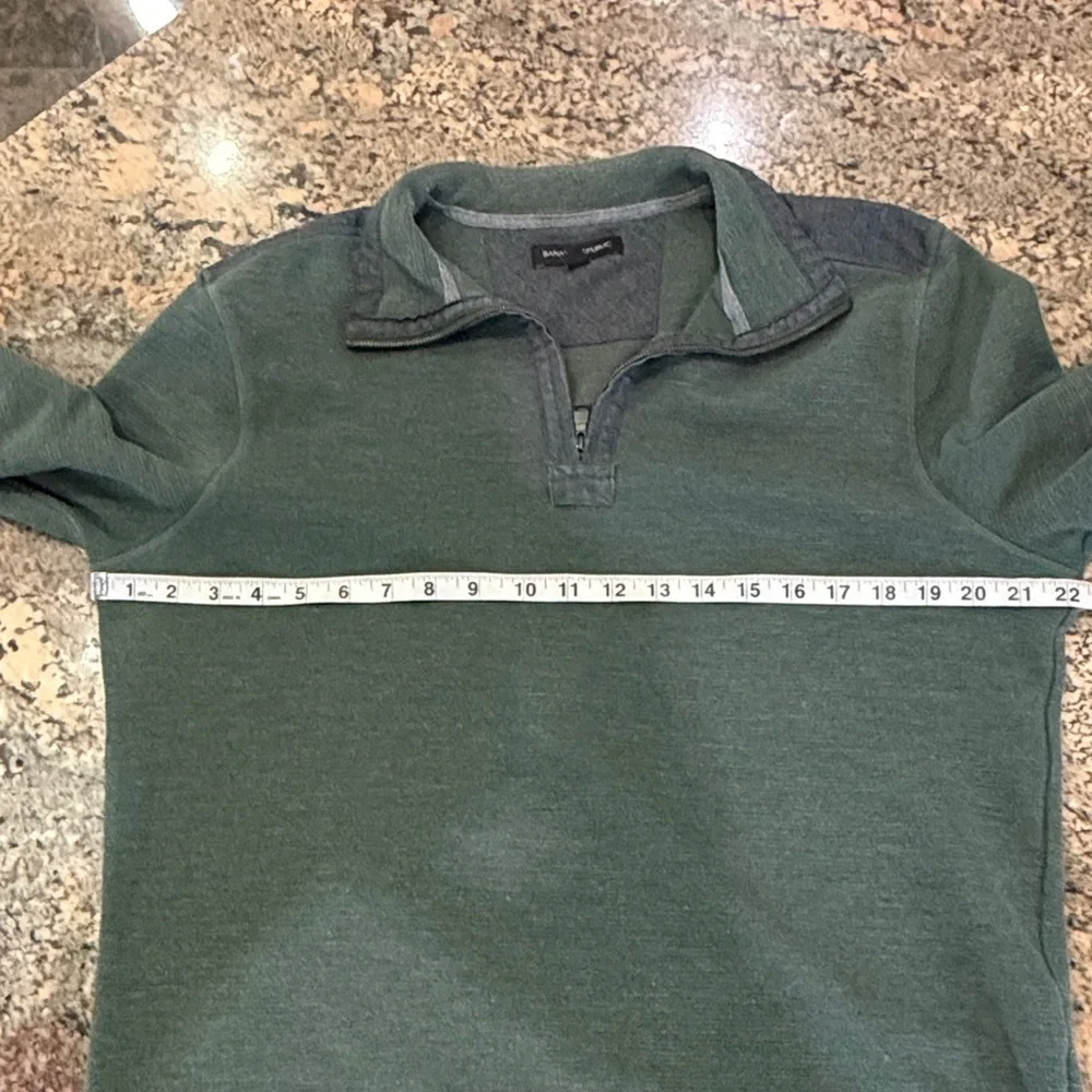 Banana Republic Men's Green Zip-Front Knit Pullover with Dark Trim